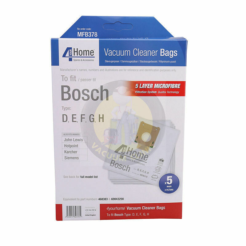 *OPEN BOX* 4 YOUR HOME Microfibre BOSCH Vacuum Bags 5 Pack | EXSMFB378