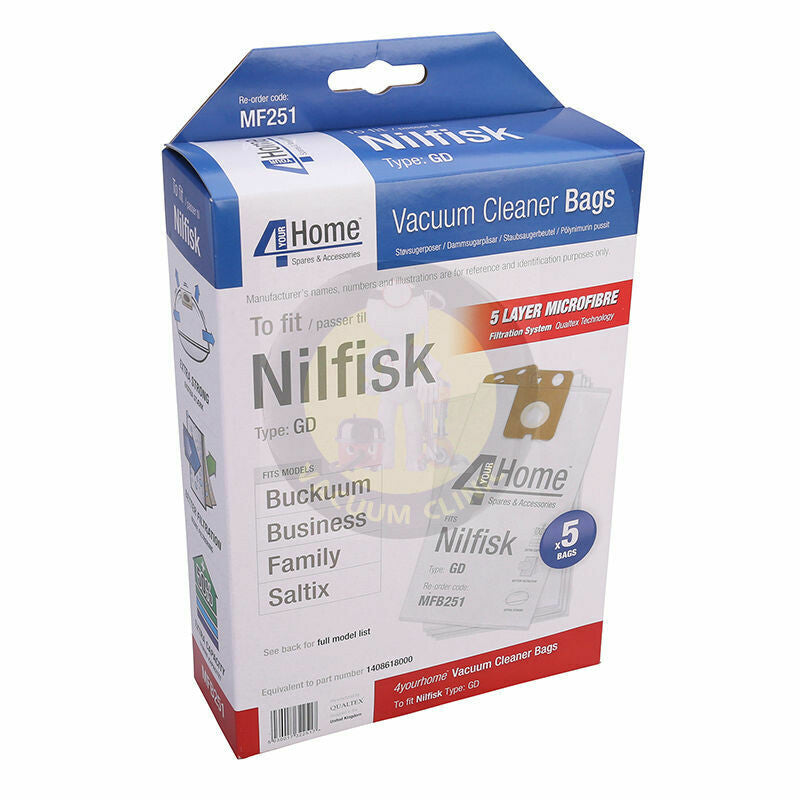 4 YOUR HOME Nilfisk Family/Business Vacuum Cleaner Bags 5 Pack | EXSMFB251