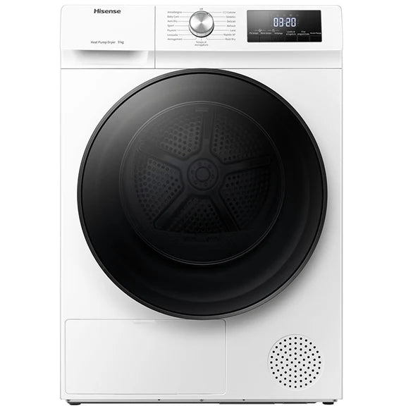 Hisense DHQA902U - White 9KG Heat Pump Tumble Dryer - D Energy