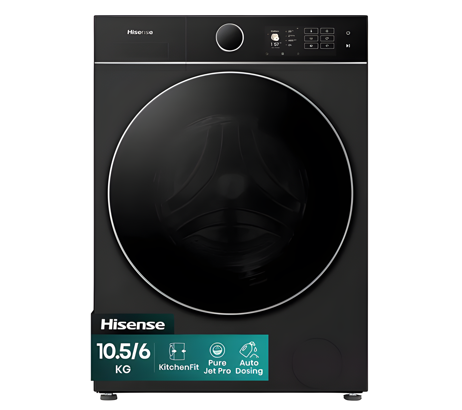 Hisense WD5I1045BBQ - Black 10.5KG Washer Dryer - 1400 RPM - D Energy Rating